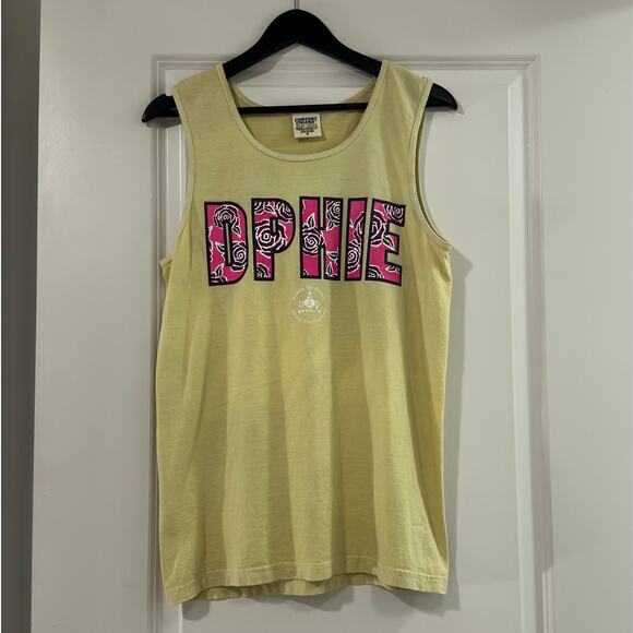 Delta Phi Epsilon Sorority Yellow Sleeveless Top - Picture 1 of 4